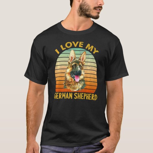 Ik hou van mijn Duitse herder retro T-shirt (Voorkant)