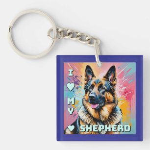 Ik hou van mijn Duitse herder Sleutelhanger