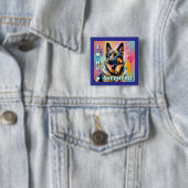 Ik hou van mijn Duitse herder Vierkante Button 5,1 Cm (In situ)