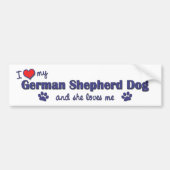 Ik hou van mijn Duitse herder (Vrouw Dog) Bumpersticker (Voorkant)