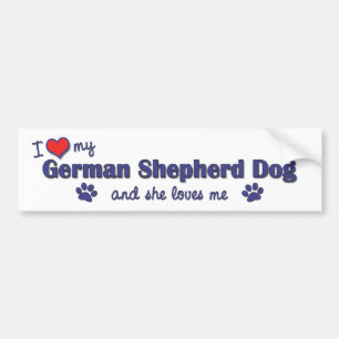 Ik hou van mijn Duitse herder (Vrouw Dog) Bumpersticker