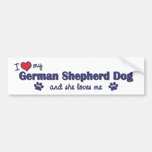 Ik hou van mijn Duitse herder (Vrouw Dog) Bumpersticker (Voorkant)