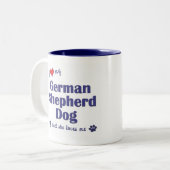 Ik hou van mijn Duitse herder (Vrouw Dog) Tweekleurige Koffiemok (Voorkant links)