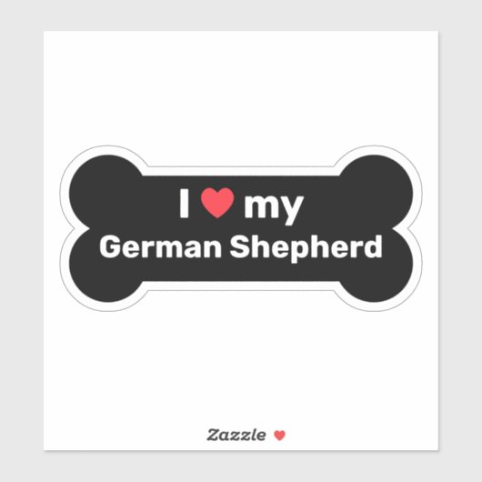 Ik hou van mijn Duitse herder zwart aangepaste hon Sticker (Vel)