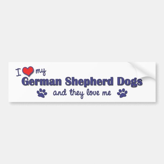 Ik hou van mijn Duitse herders (meerdere honden) Bumpersticker (Voorkant)