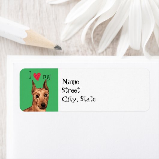 Ik hou van mijn Duitse Pinscher Etiket (Insitu)