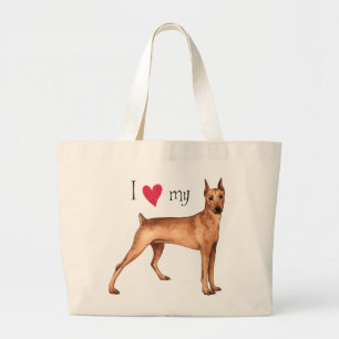 Ik hou van mijn Duitse Pinscher Grote Tote Bag