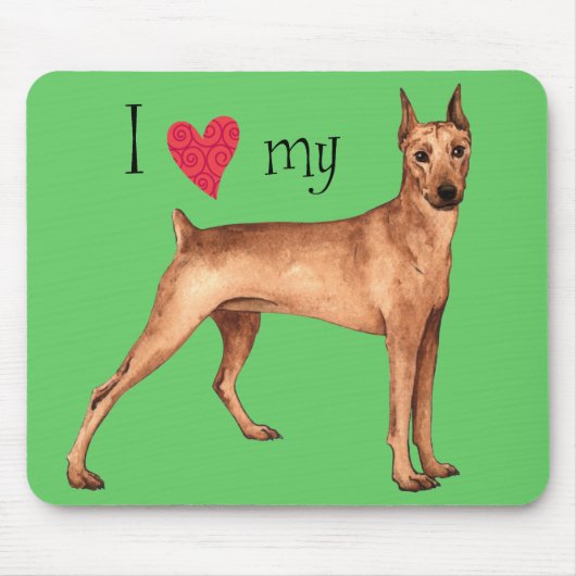 Ik hou van mijn Duitse Pinscher Muismat (Voorkant)