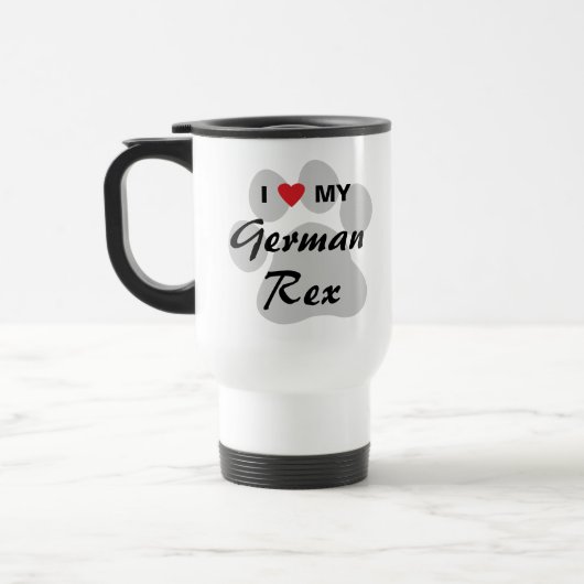 Ik hou van mijn Duitse Rex Pawprint Design Reisbeker (Links)