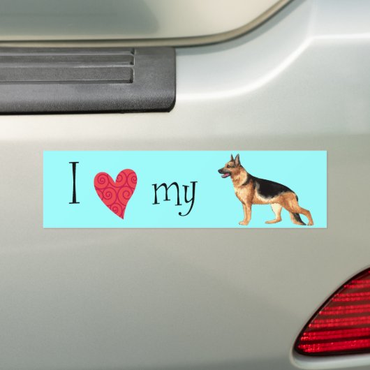 Ik hou van mijn Duitse Shepherd Bumpersticker (Op auto)