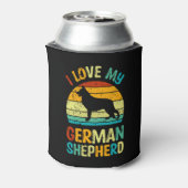 Ik hou van mijn Duitse Shepherd Dog Blue Brown Sun Blikjeskoeler (Blikje Achterkant)