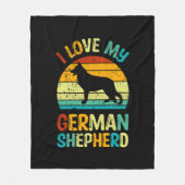Ik hou van mijn Duitse Shepherd Dog Blue Brown Sun Fleece Deken (Voorkant)