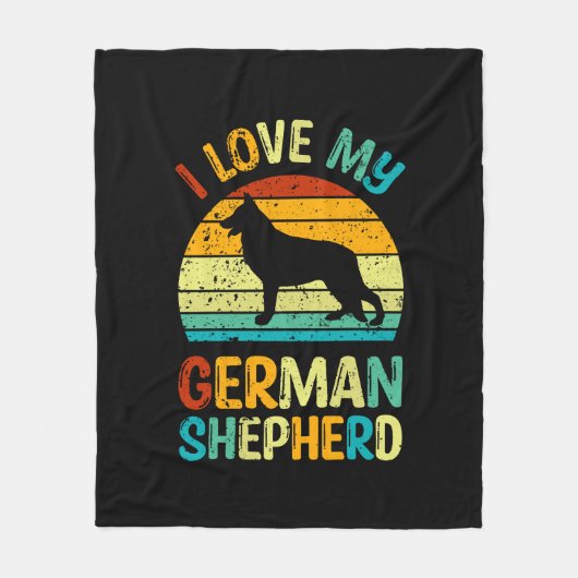 Ik hou van mijn Duitse Shepherd Dog Blue Brown Sun Fleece Deken (Voorkant)