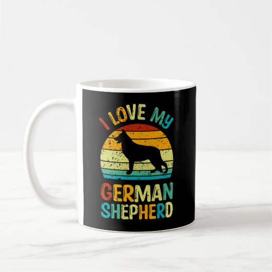 Ik hou van mijn Duitse Shepherd Dog Blue Brown Sun Koffiemok (Links)