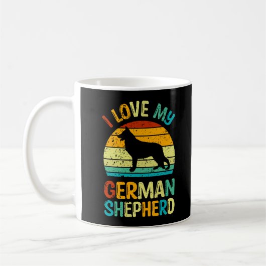 Ik hou van mijn Duitse Shepherd Dog Blue Brown Sun Koffiemok (Links)