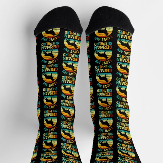 Ik hou van mijn Duitse Shepherd Dog Blue Brown Sun Sokken (Top)