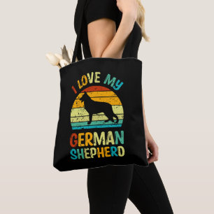 Ik hou van mijn Duitse Shepherd Dog Blue Brown Sun Tote Bag