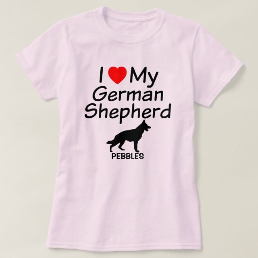 Ik hou van mijn Duitse Shepherd Dog T-shirt (Design voorkant)