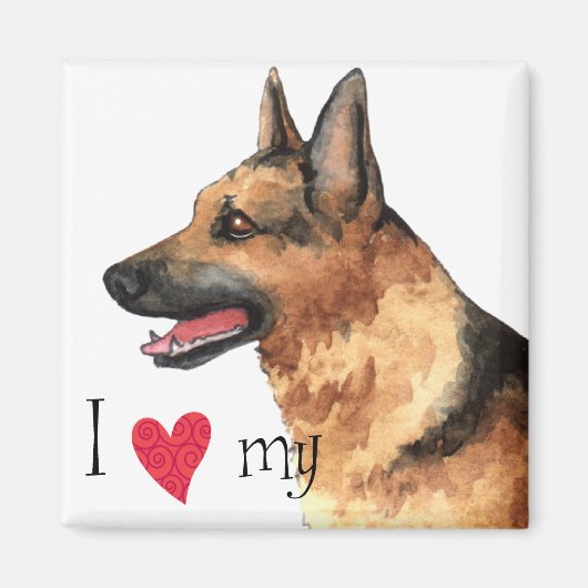 Ik hou van mijn Duitse Shepherd Magneet (Voorkant)
