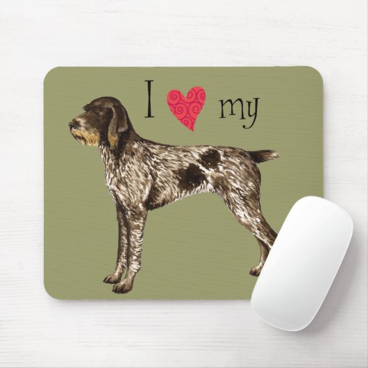 Ik hou van mijn Duitse Wirehaire Pointer Muismat (Met muis)
