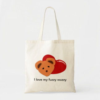 ik hou van mijn duizelige wuzzy tote bag