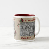 Ik hou van mijn Dziadek Rozen Polish Grootvader Tweekleurige Koffiemok (Voorkant rechts)