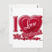 Ik hou van mijn echtgenoot, rood, hart briefkaart (Voorkant / Achterkant)