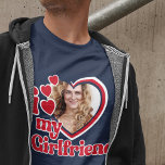 Ik hou van mijn eigen Vriendin blauw T-shirt<br><div class="desc">I Love My Vriendin Shirt - upload een foto voor binnenin het hart</div>