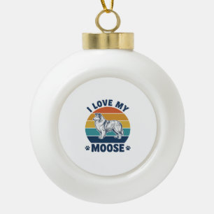 Ik hou van mijn eland honden Retro graveer ontwerp Keramische Bal Ornament