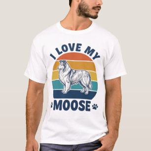 Ik hou van mijn eland honden Retro graveer ontwerp T-shirt