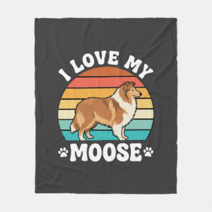 Ik hou van mijn eland retro collie hond fleece deken