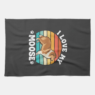 Ik hou van mijn eland retro collie hond theedoek