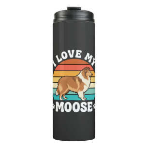 Ik hou van mijn eland retro collie hond thermosbeker