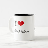 Ik hou van mijn elektricien tweekleurige koffiemok (Voorkant links)