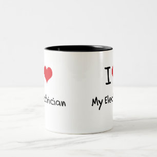 Ik hou van mijn elektricien tweekleurige koffiemok