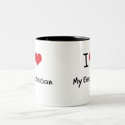 Ik hou van mijn elektricien tweekleurige koffiemok (Center)