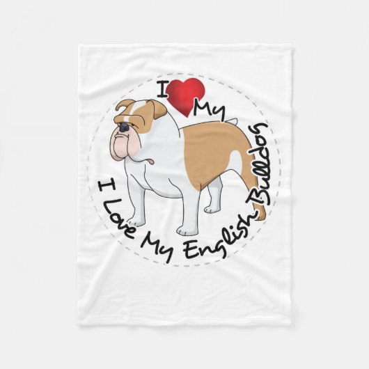 Ik hou van mijn Engelse Bulldog Dog Fleece Deken (Voorkant)