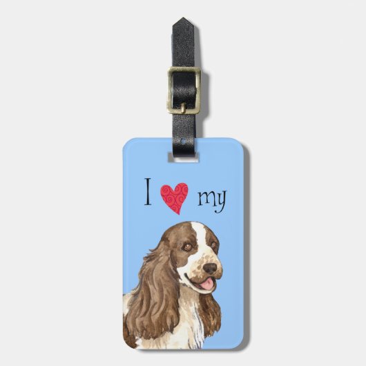 Ik hou van mijn Engelse Cocker Spaniel Bagagelabel (Voorkant verticaal)