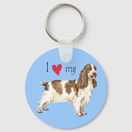 Ik hou van mijn Engelse Cocker Spaniel Sleutelhanger (Voorkant)