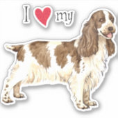Ik hou van mijn Engelse Cocker Spaniel Vinyl Stick Sticker (Voorkant)
