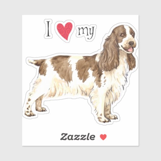 Ik hou van mijn Engelse Cocker Spaniel Vinyl Stick Sticker (Vel)