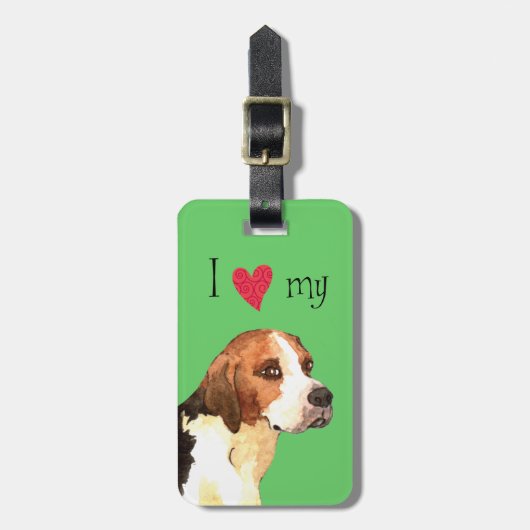 Ik hou van mijn Engelse hond Bagagelabel (Voorkant verticaal)
