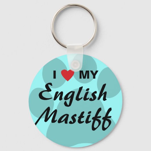 Ik hou van mijn Engelse mastiff Pawprint Sleutelhanger (Voorkant)