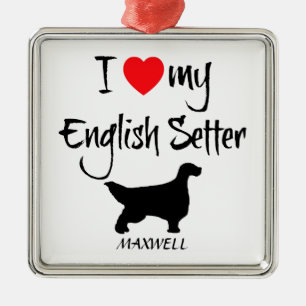 Ik hou van mijn Engelse Setter Dog Metalen Ornament
