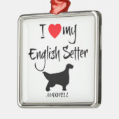 Ik hou van mijn Engelse Setter Dog Metalen Ornament (Links)