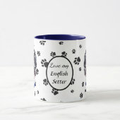 Ik hou van mijn Engelse Setter Dog Pawprint Mok (Midden)