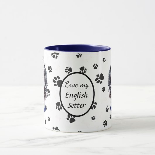 Ik hou van mijn Engelse Setter Dog Pawprint Mok (Midden)