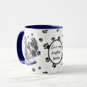 Ik hou van mijn Engelse Setter Dog Pawprint Mok (Voorkant links)