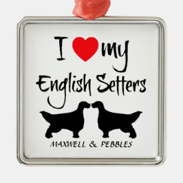 Ik hou van mijn Engelse Setter Dogs Metalen Ornament