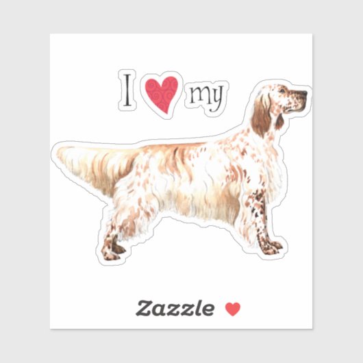 Ik hou van mijn Engelse Setter Vinyl Sticker (Vel)